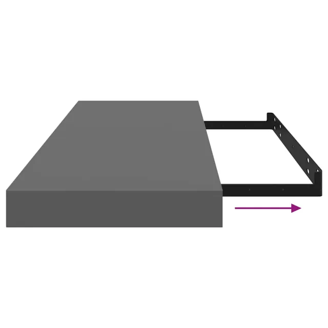 Étagère murale flottante 2 pcs Gris brillant 80x23,5x3,8 cm MDF