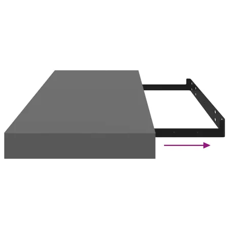 Étagère murale flottante 2 pcs Gris brillant 80x23,5x3,8 cm MDF