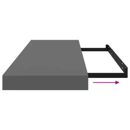 Étagère murale flottante 4 pcs Gris brillant 80x23,5x3,8 cm MDF