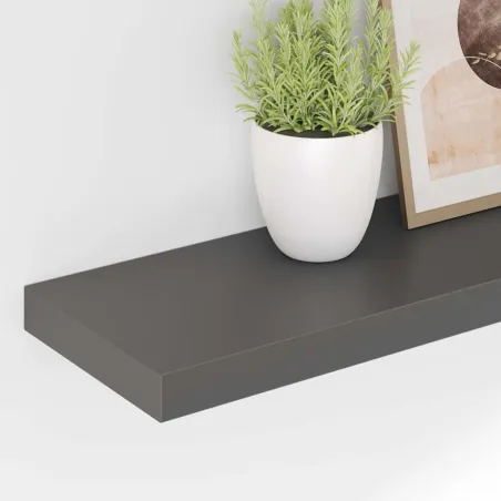 Étagère murale flottante Gris brillant 90x23,5x3,8 cm MDF