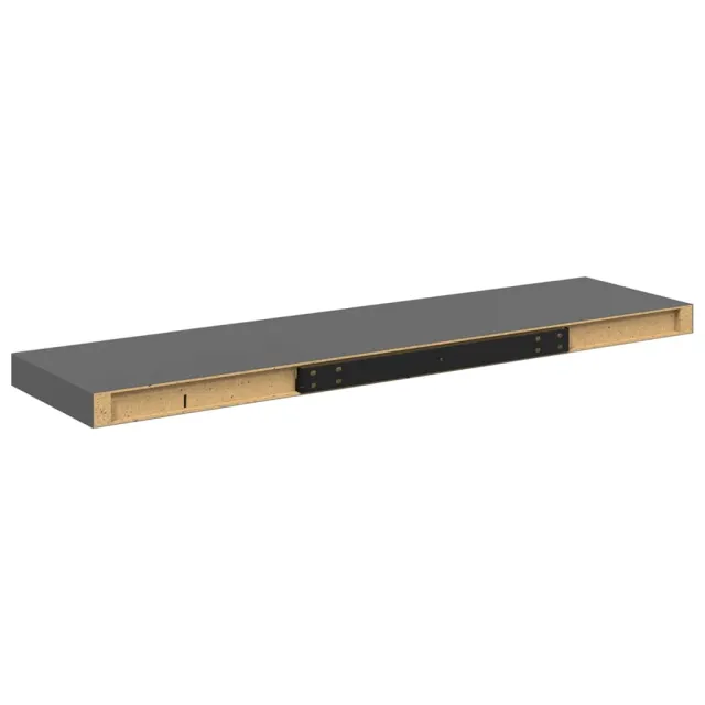 Étagère murale flottante Gris brillant 90x23,5x3,8 cm MDF