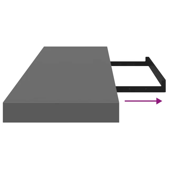 Étagère murale flottante Gris brillant 90x23,5x3,8 cm MDF