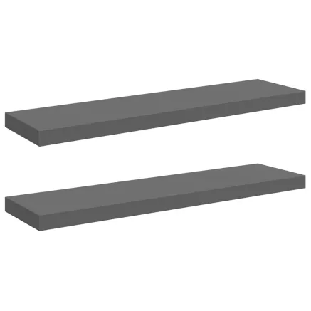 Étagère murale flottante 2 pcs Gris brillant 90x23,5x3,8 cm MDF 2