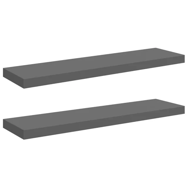 Étagère murale flottante 2 pcs Gris brillant 90x23,5x3,8 cm MDF