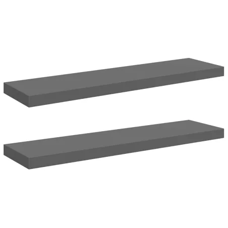 Étagère murale flottante 2 pcs Gris brillant 90x23,5x3,8 cm MDF
