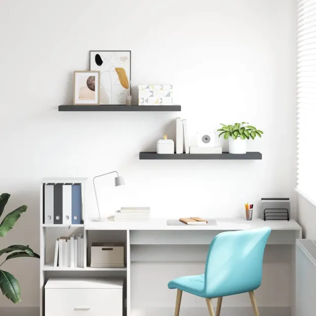 Étagère murale flottante 2 pcs Gris brillant 90x23,5x3,8 cm MDF