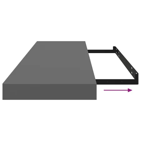 Étagère murale flottante 2 pcs Gris brillant 90x23,5x3,8 cm MDF