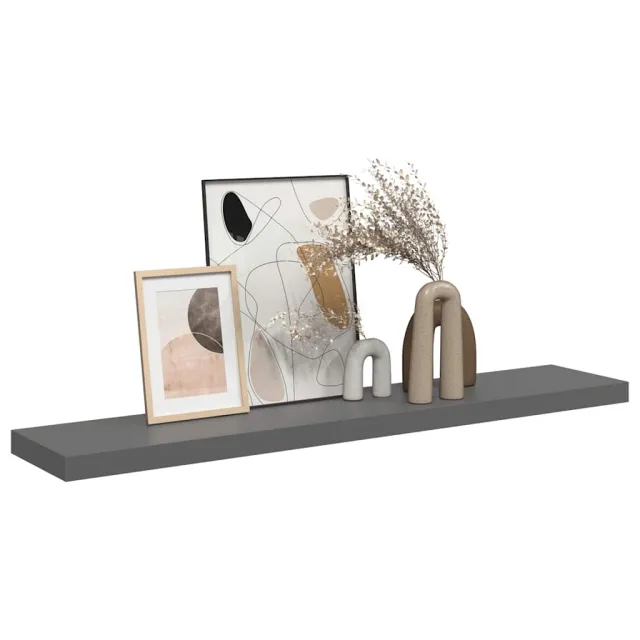 Étagère murale flottante Gris brillant 120x23,5x3,8 cm MDF