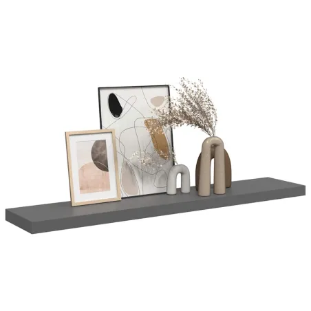 Étagère murale flottante Gris brillant 120x23,5x3,8 cm MDF