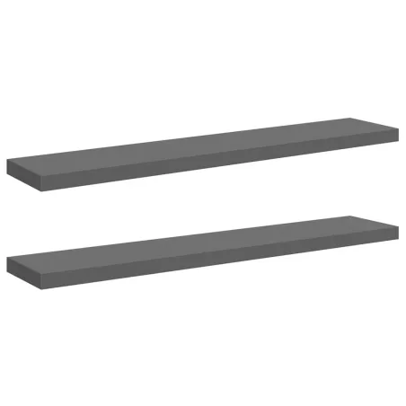 Étagères murales flottantes 2 pcs gris brillant 120x23,5x3,8 cm