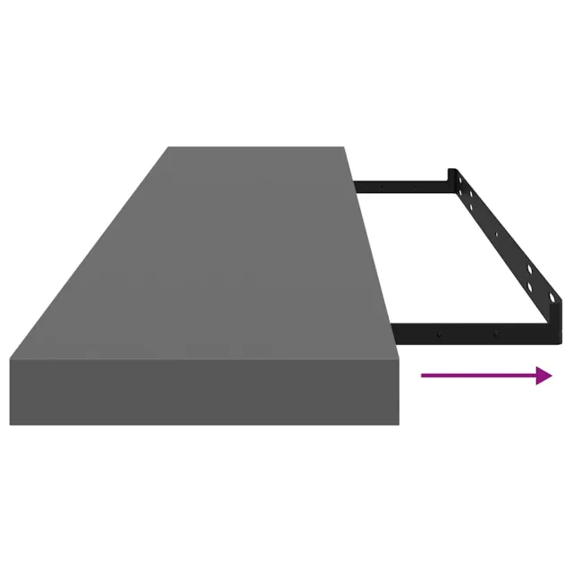 Étagères murales flottantes 2 pcs gris brillant 120x23,5x3,8 cm