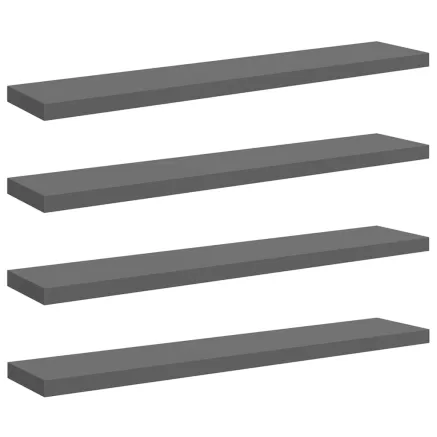 Étagères murales flottantes 4 pcs gris brillant 120x23,5x3,8 cm 2