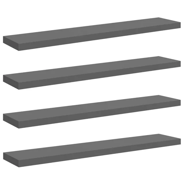 Étagères murales flottantes 4 pcs gris brillant 120x23,5x3,8 cm
