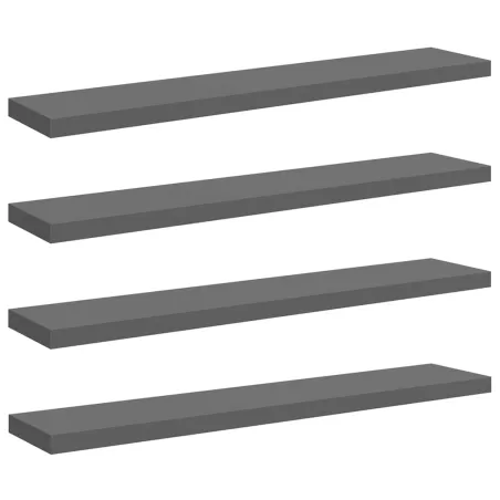 Étagères murales flottantes 4 pcs gris brillant 120x23,5x3,8 cm
