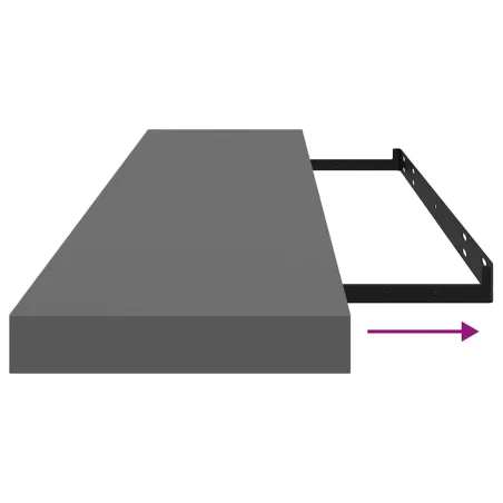 Étagères murales flottantes 4 pcs gris brillant 120x23,5x3,8 cm