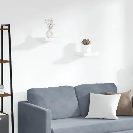 Étagères murales flottantes 2 pcs blanc 23x23,5x3,8 cm MDF