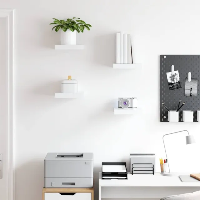 Étagères murales flottantes 4 pcs blanc 23x23,5x3,8 cm MDF