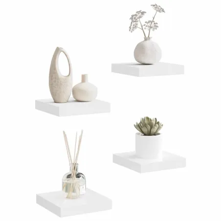 Étagères murales flottantes 4 pcs blanc 23x23,5x3,8 cm MDF