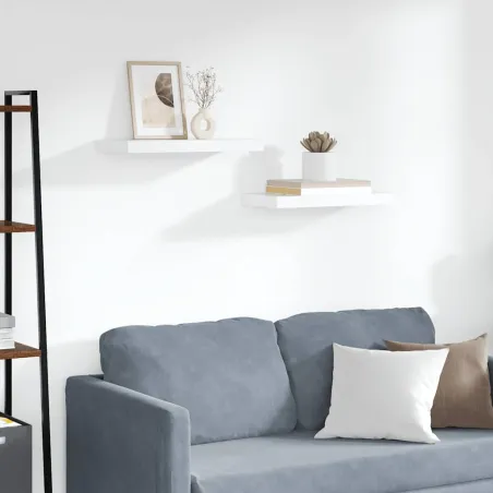 Étagères murales flottantes 2 pcs blanc 50x23x3,8 cm MDF