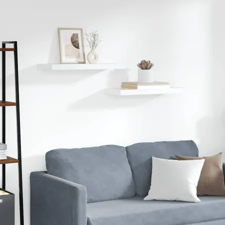 Étagères murales flottantes 2 pcs blanc 60x23,5x3,8 cm MDF