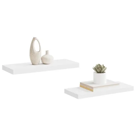 Étagères murales flottantes 2 pcs blanc 60x23,5x3,8 cm MDF