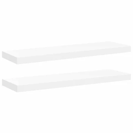 Étagères murales flottantes 2 pcs blanc 80x23,5x3,8 cm MDF