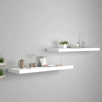 Étagères murales flottantes 2 pcs blanc 90x23,5x3,8 cm MDF