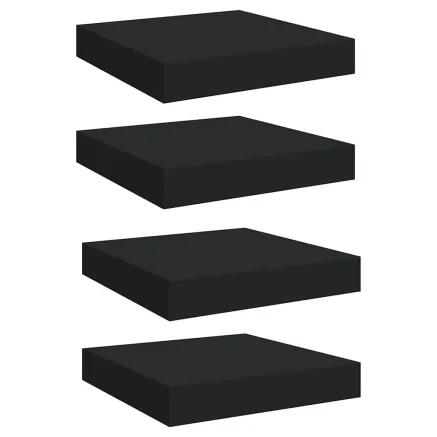 Étagères murales flottantes 4 pcs noir 23x23,5x3,8 cm MDF 2