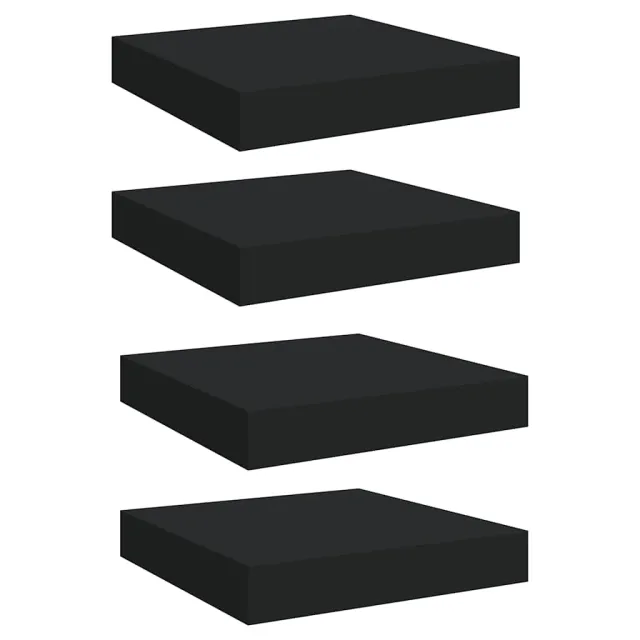Étagères murales flottantes 4 pcs noir 23x23,5x3,8 cm MDF