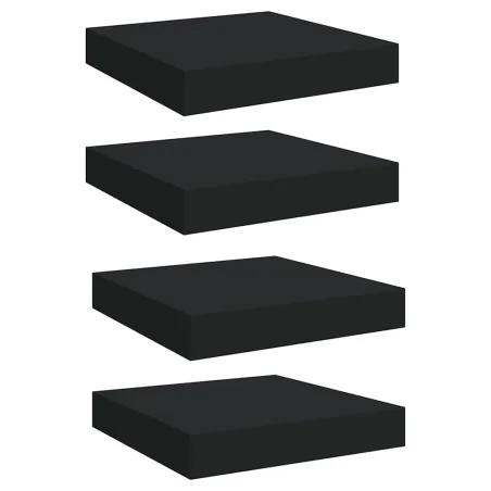 Étagères murales flottantes 4 pcs noir 23x23,5x3,8 cm MDF