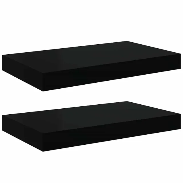 Étagères murales flottantes 2 pcs noir 40x23x3,8 cm MDF