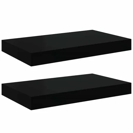 Étagères murales flottantes 2 pcs noir 40x23x3,8 cm MDF