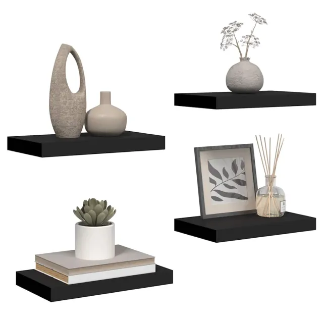 Étagères murales flottantes 4 pcs noir 40x23x3,8 cm MDF