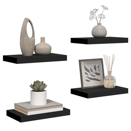 Étagères murales flottantes 4 pcs noir 40x23x3,8 cm MDF