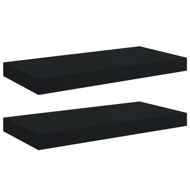 Étagères murales flottantes 2 pcs noir 50x23x3,8 cm MDF
