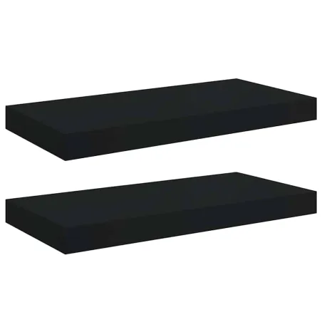 Étagères murales flottantes 2 pcs noir 50x23x3,8 cm MDF