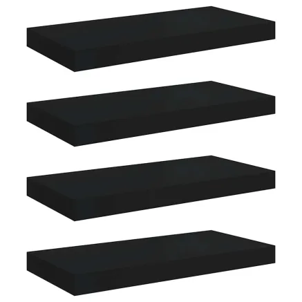 Étagères murales flottantes 4 pcs noir 50x23x3,8 cm MDF 2