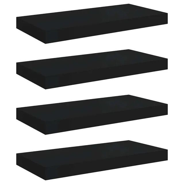 Étagères murales flottantes 4 pcs noir 50x23x3,8 cm MDF