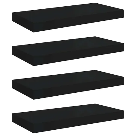 Étagères murales flottantes 4 pcs noir 50x23x3,8 cm MDF