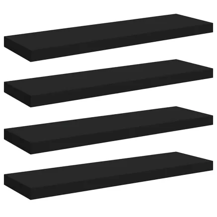 Étagères murales flottantes 4 pcs noir 80x23,5x3,8 cm MDF 2