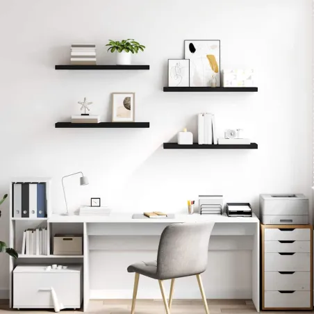 Étagères murales flottantes 4 pcs noir 80x23,5x3,8 cm MDF