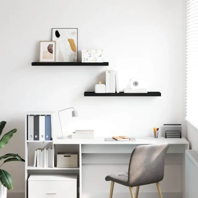 Étagères murales flottantes 2 pcs noir 90x23,5x3,8 cm MDF