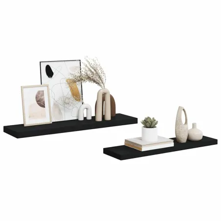 Étagères murales flottantes 2 pcs noir 90x23,5x3,8 cm MDF