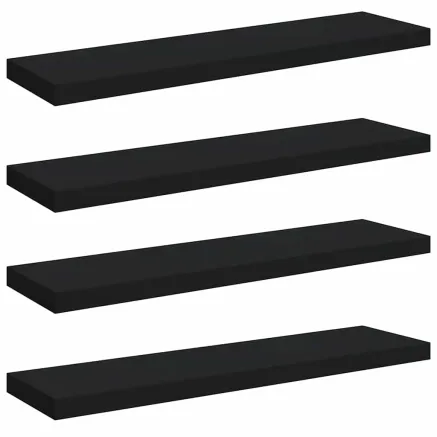 Étagères murales flottantes 4 pcs noir 90x23,5x3,8 cm MDF 2