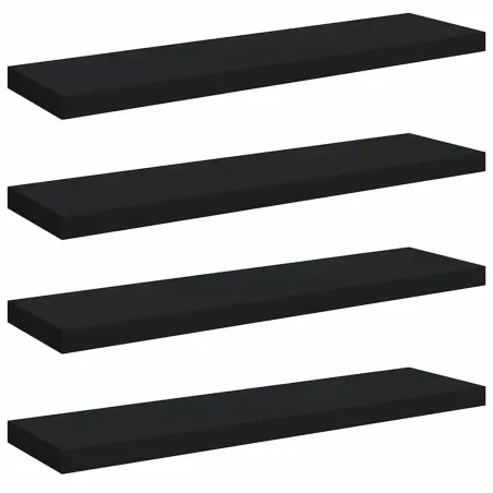 Étagères murales flottantes 4 pcs noir 90x23,5x3,8 cm MDF