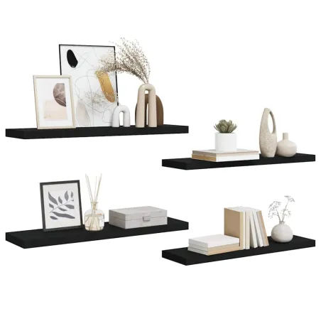 Étagères murales flottantes 4 pcs noir 90x23,5x3,8 cm MDF