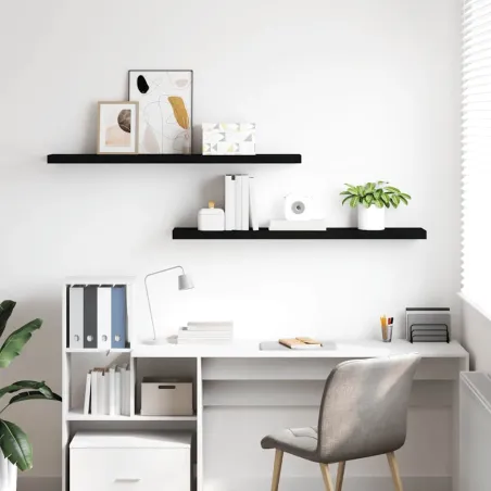 Étagères murales flottantes 2 pcs noir 120x23,5x3,8 cm MDF