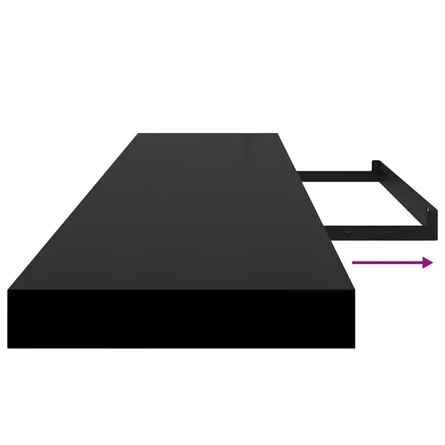 Étagères murales flottantes 2 pcs noir 120x23,5x3,8 cm MDF