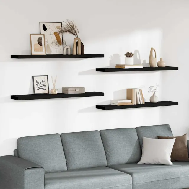 Étagères murales flottantes 4 pcs noir 120x23,5x3,8 cm MDF