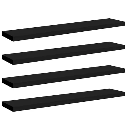 Étagères murales flottantes 4 pcs noir 120x23,5x3,8 cm MDF 2